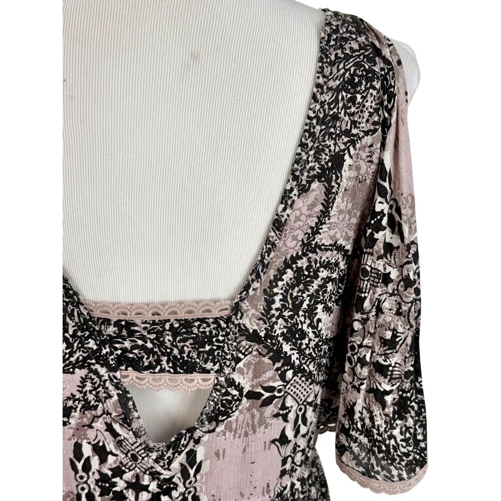 NWT Free People Crochet Lace Trim Cold Shoulder Mini Dress | Boho Coquette Fairy - Picture 9 of 16